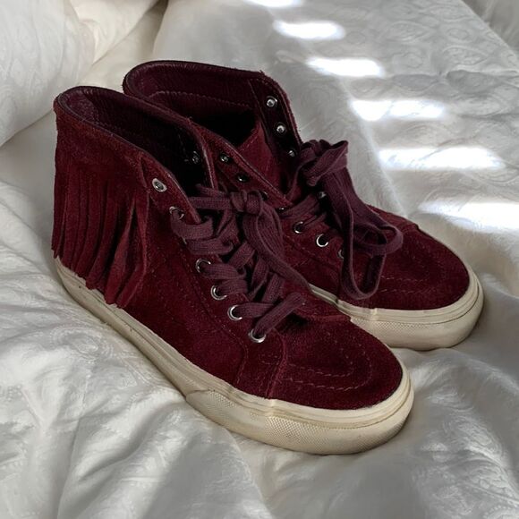 Vans Burgandy Fringe Kids shoes sz 1.5 - Picture 1 of 5